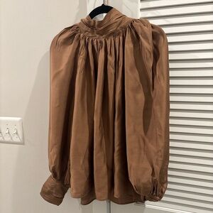 H&M Draped Blouse NWT size large brown
